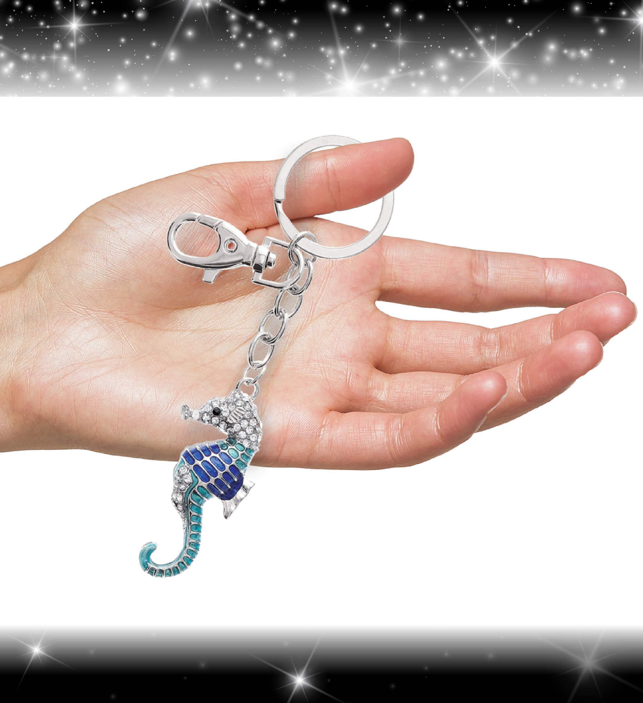 Amazon.co.jp: Aqua79 ブルー タツノオトシゴ キーチェーン シルバー