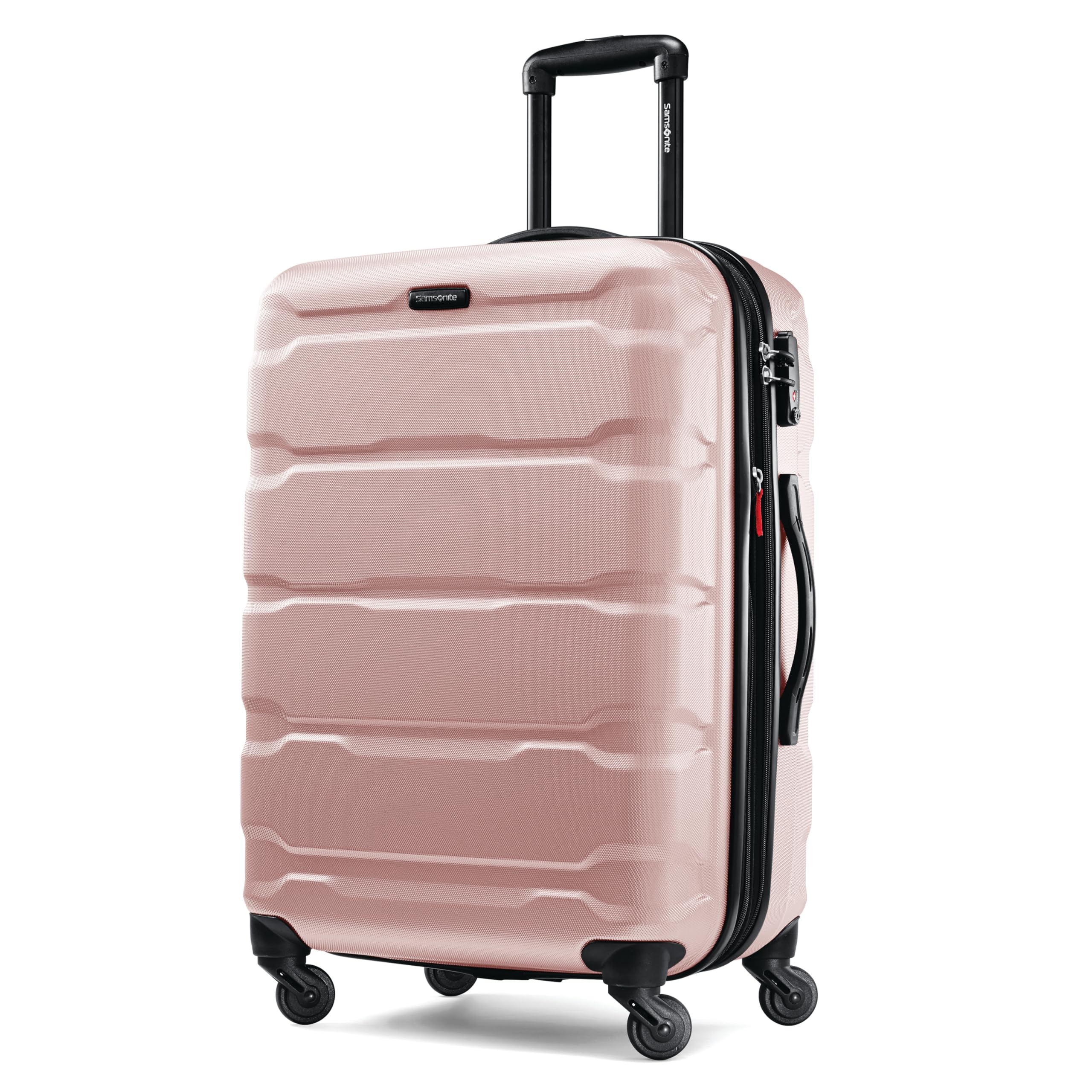SamsoniteOmni PC Hardside Expandable Luggage with Spinner Wheels, Checked 24-Inch, Pink
