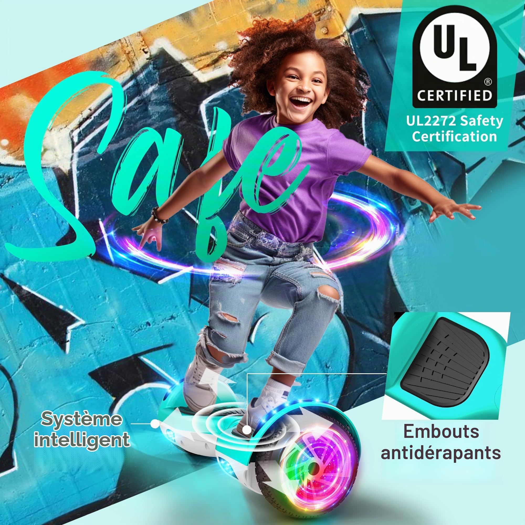 SISIGAD Hoverboard,6.5" Two-Wheel Self-Balancing Hover Board with Bluetooth Speakers and Fashion LED Lights for Kids