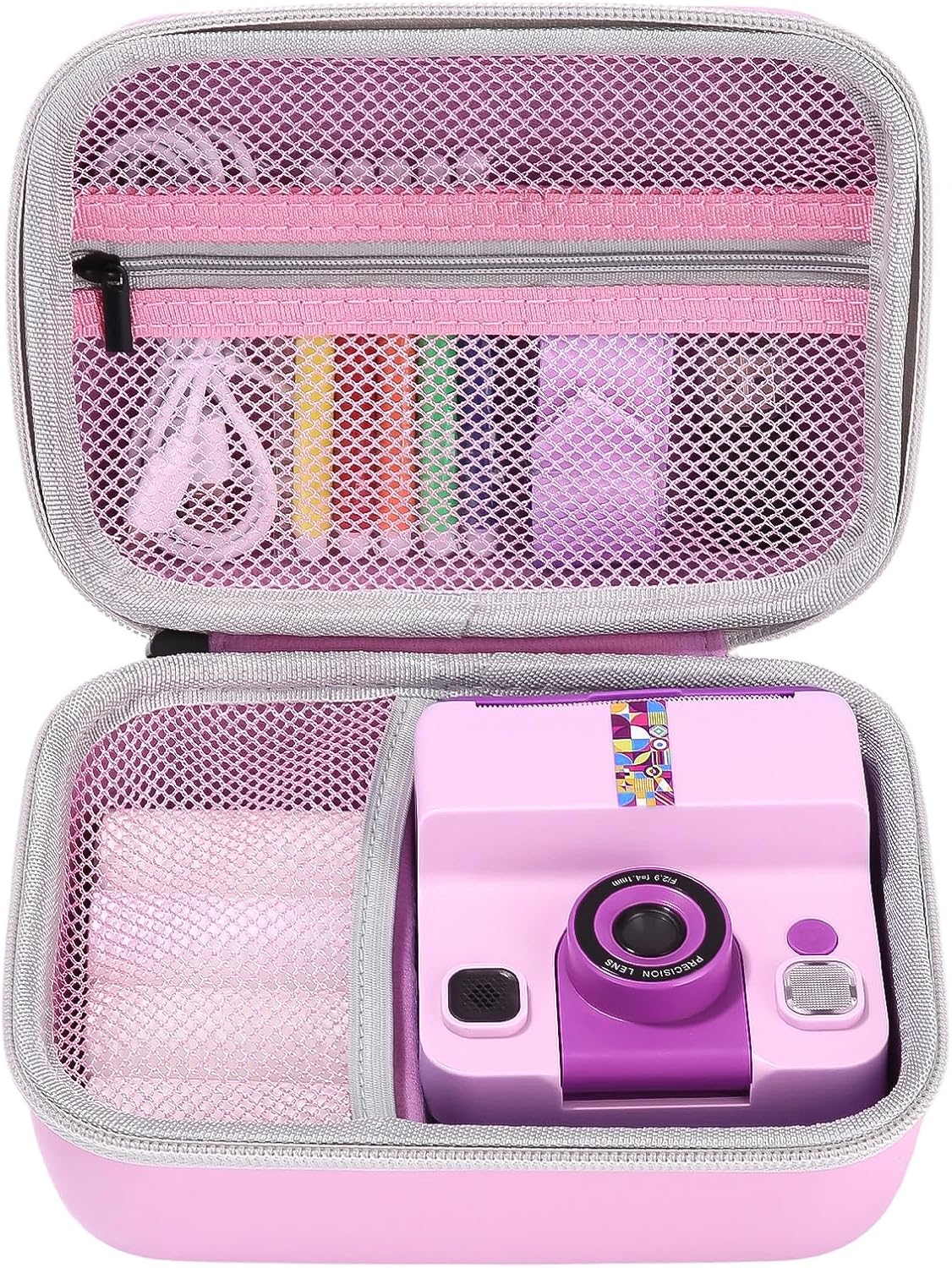 Mixara Kinderkamera Tasche, Digitalkamera Tasche für YORKOO, für OPERHOO und Anderen Minikameras, Sofortbildkamera Case zur Aufbewahrung Kabel, Druckpapier und Zubehör, Jungen und Mädchen, Rosa