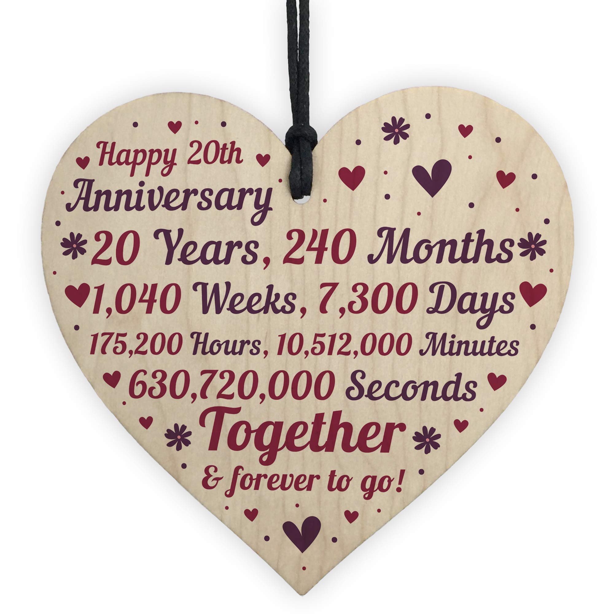 Red Ocean Anniversary Handmade Wooden Heart To Celebrate 20th Wedding Anniversary For Husband Wife