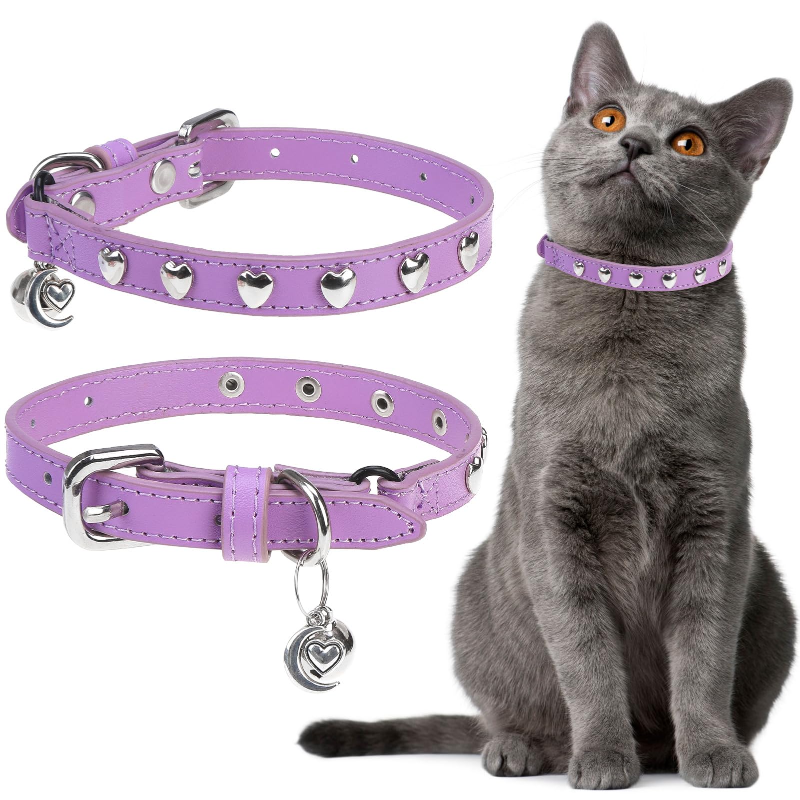 Collier en cuir réglable pour chat EXPAWLORER avec clochette de sécurité