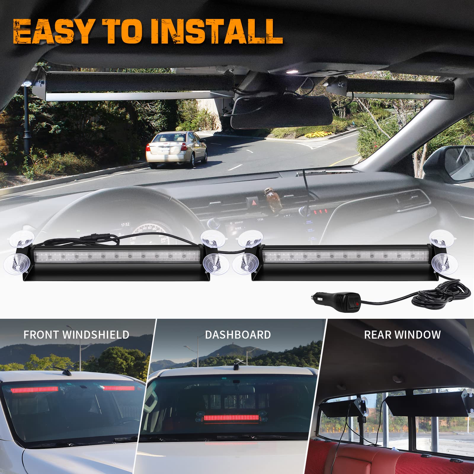 Red Emergency Dash Lights 144 LED Warning Hazard Safety