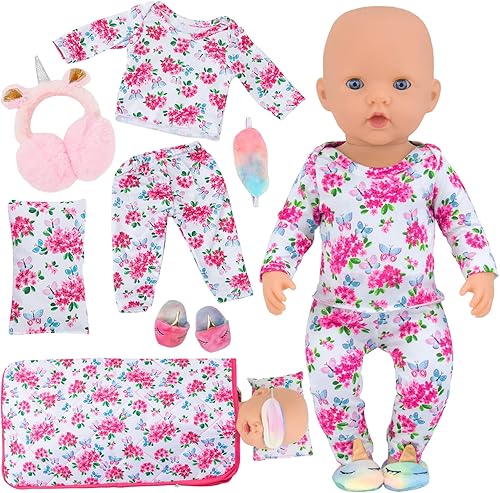 Miniatura 1 de Ecore Fun 8 artículos - Ropa de muñeca de bebé de 14 a 16 pulgadas saco de dormir chupete para muñecas recién nacidas de 169in muñeca de bebé de 15