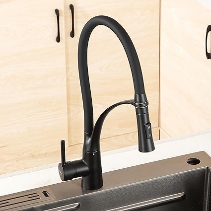 Plantex Designer Black Single Lever Sink Hot & Cold Water Mixer Pull Down Tap/Flexible Kitchen Faucet