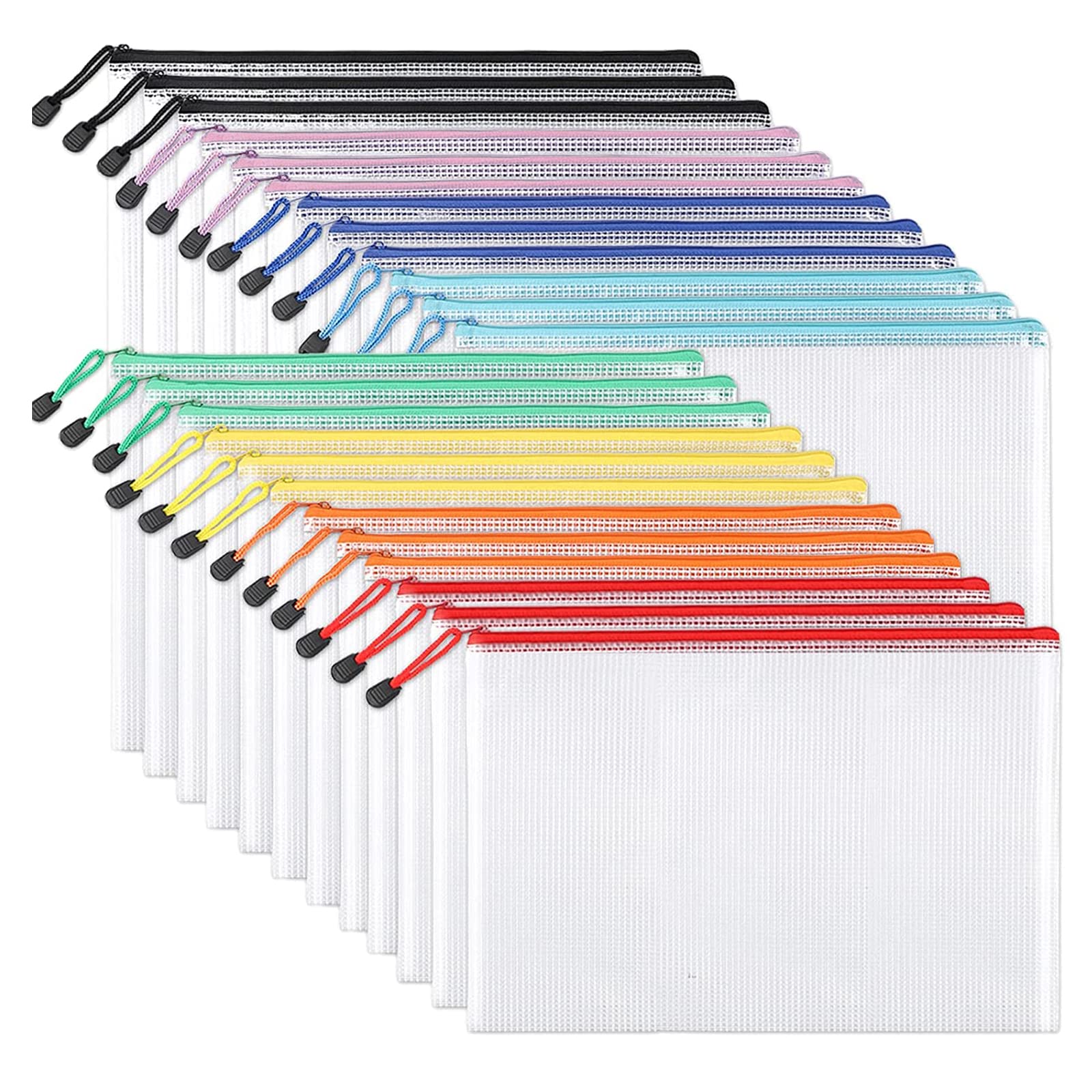 Flow fire A Plastic Zip Wallets, 24 Pcs Waterproof Mesh File Folders — image 1