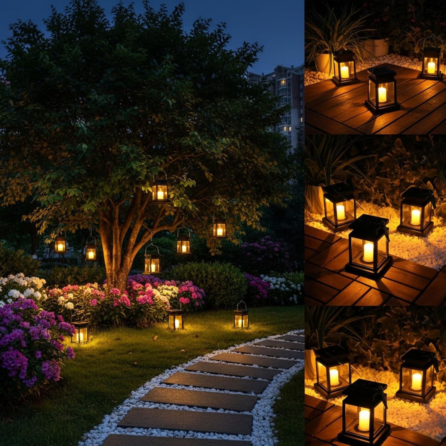 KHIZAR Solar Light Outdoor Garden Waterproof Hanging Candle Flickering Flame Effect Portable Decorative Lamp for Home, Tree, Patio, Tent, Table and Pathways (Pack of 1) 4