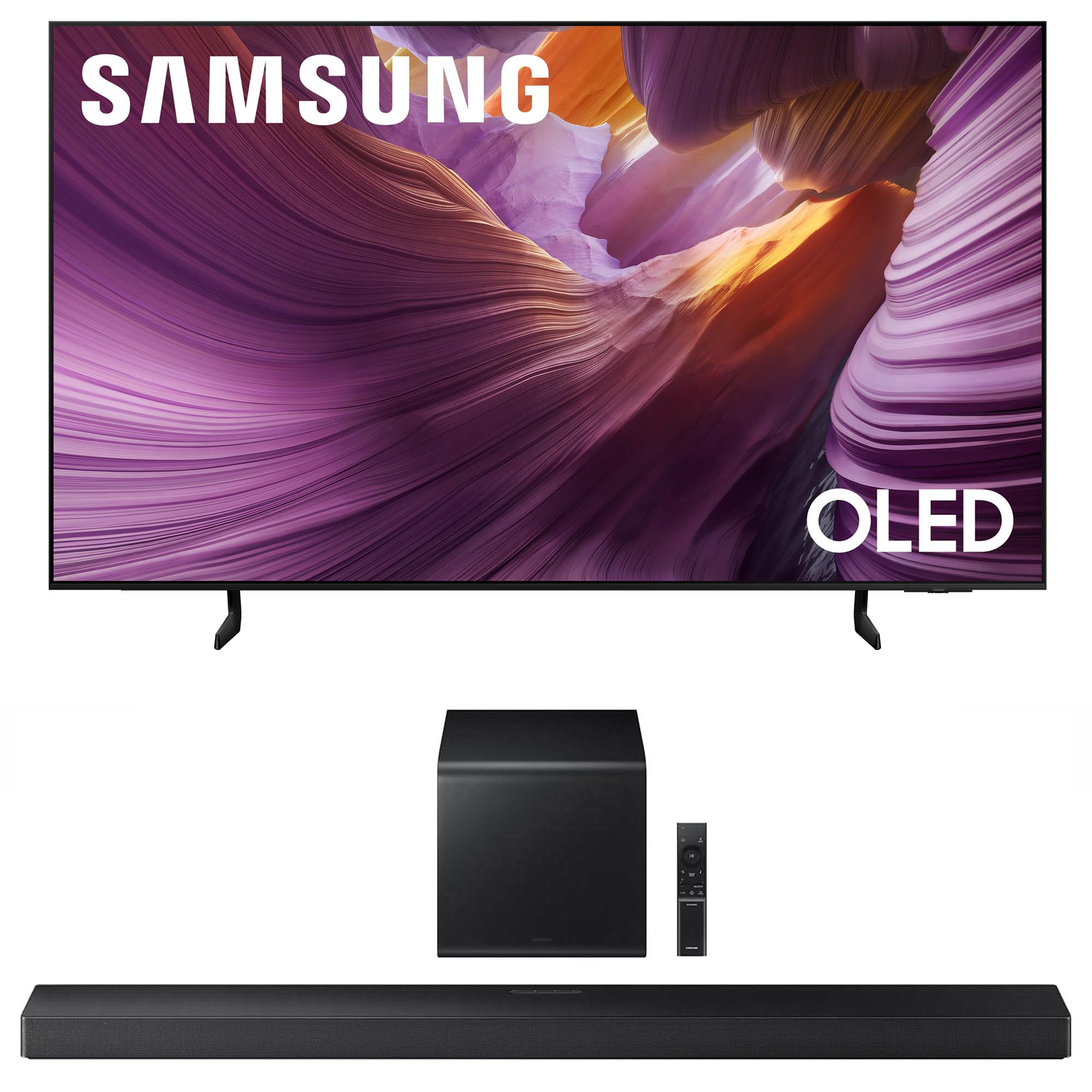 SAMSUNG QN65S85FAFXZA 65 Inch OLED HDR 4K Smart TV with a HW-QS700F 3.1.2 Ch Dolby Atmos Soundbar and Subwoofer (2025)