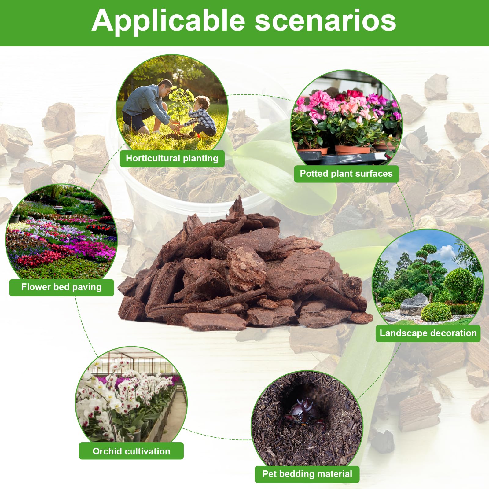 Sustrato 3L Corteza de Pino Corteza para Orquídea y 200g Musgo Sphagnum para Orquideas Musgo Natural Vivo, con 5 Regalos de Jardinería