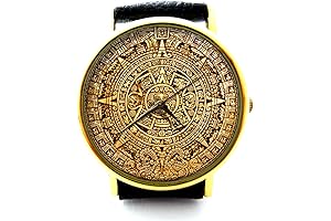 Mayan Calendar Aztec Occult Leather Watch