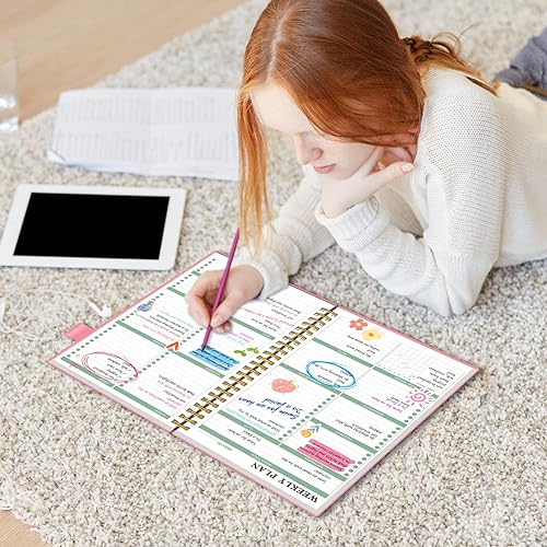 Miniatura 6 de Agenda semanal 2023, planificador académico con cubierta flexible, encuadernación en espiral, cuaderno de lista de tareas pendientes con 53 semanas,