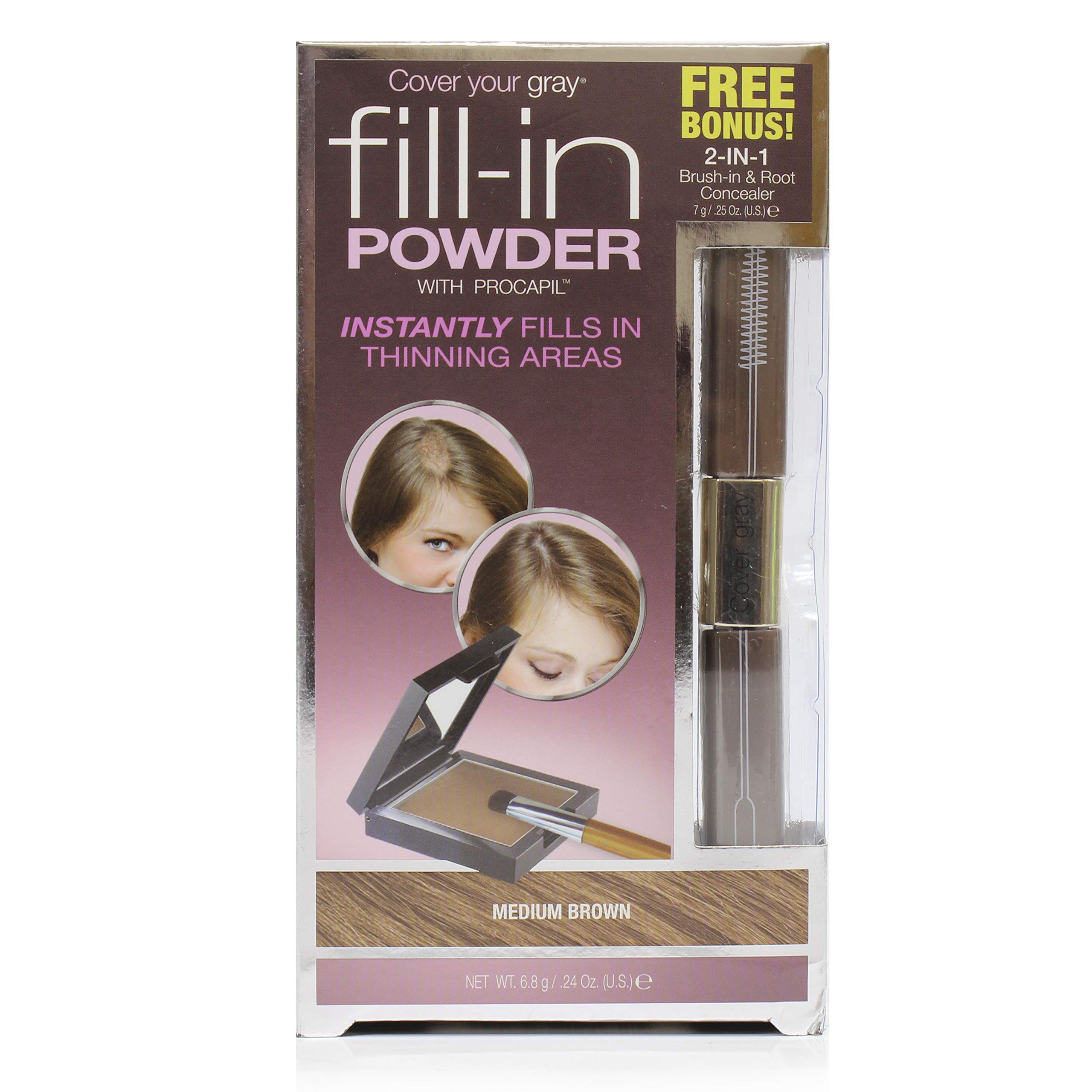 Cover Your GrayFill In Powder - Medium Brown with 2in1 Brush-in and Root Concealer