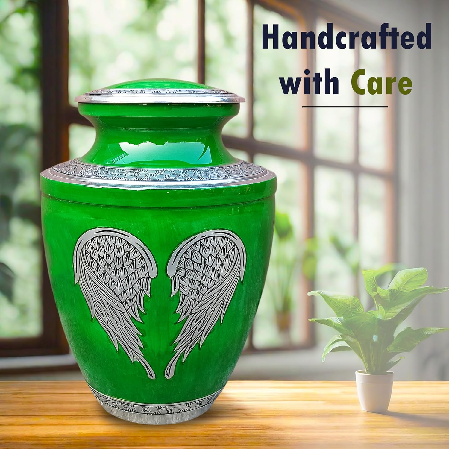 Green Marble Cremation Urns for Human Ashes, Funeral Urn for Adult Male and Female - Mom and Dad Urn- Man Women, Decorative Urn, 10 Inches Height - Large