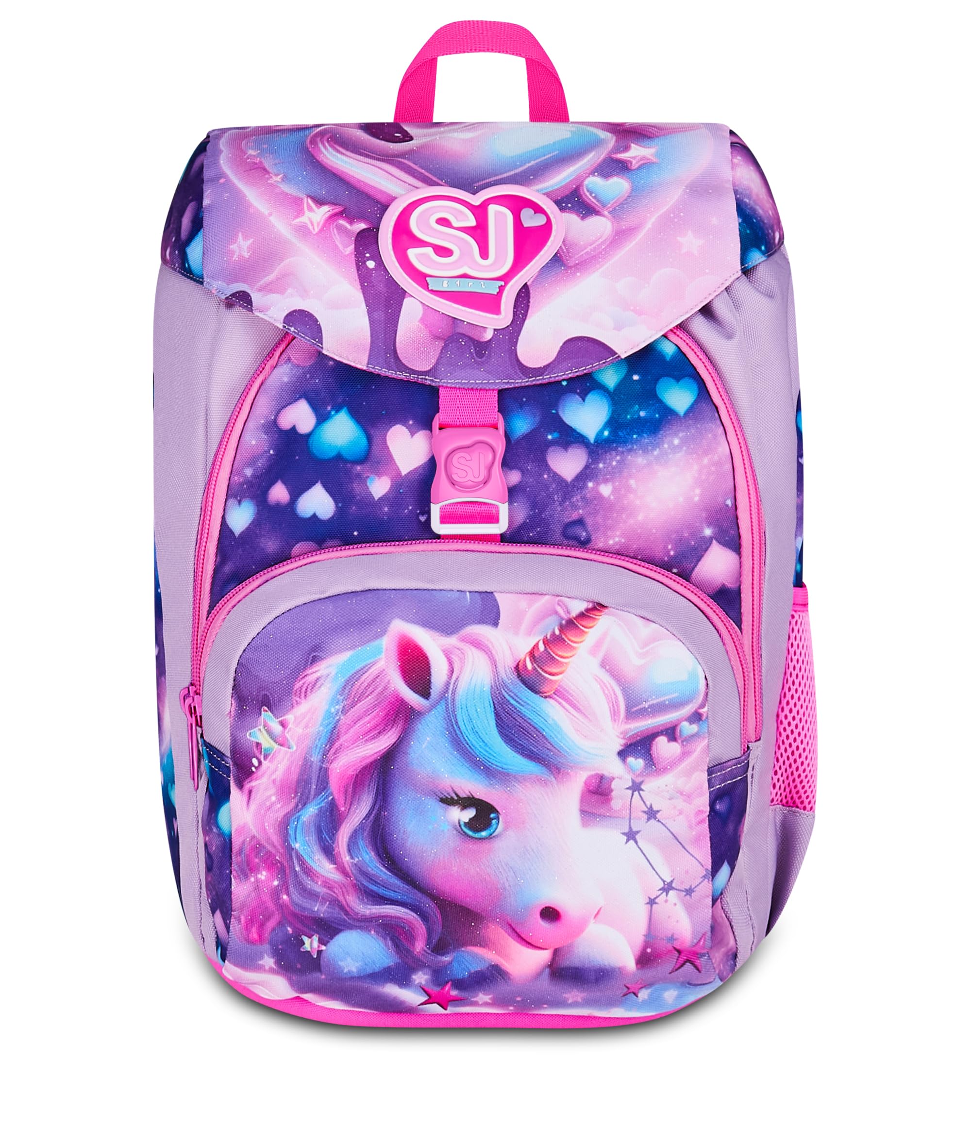 SJ GANG STYLE JAM GANG Zaino Scuola Primino PIXIE UNICORN, Rosa, 20L, Monoscomparto, Doppia tasca frontale, Tasca portaborraccia, Finitura scintillante su tasca e pattina, Scuola elementare, Bambina