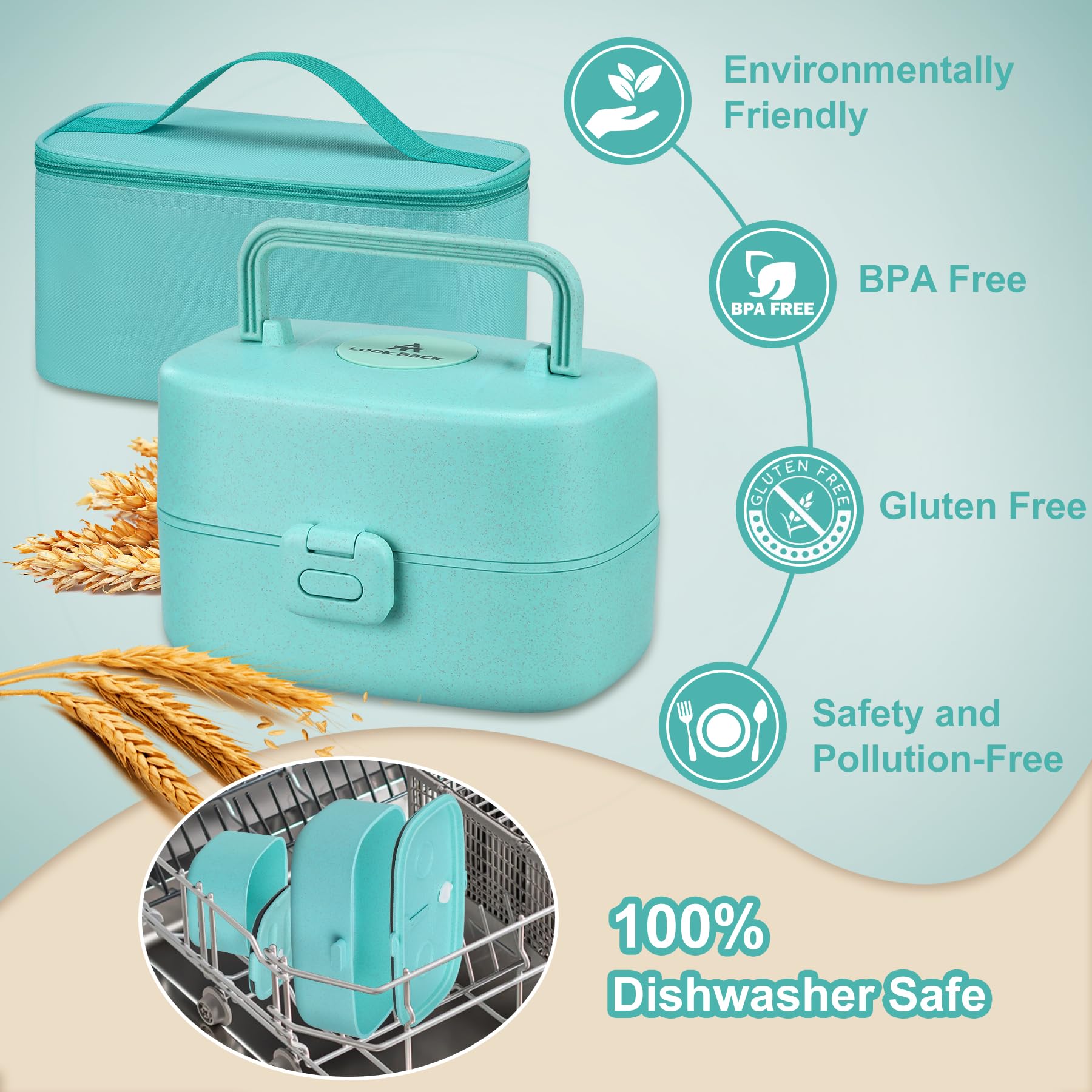 Pawtong Bento Lunch Box with 8oz Soup Thermo, Kids Sustainable Bento Box Leakproof Lunch Food Containers with Lunch Bag, Kids Thermo Insulated Hot Food Jar for School, Trvael (): Blue