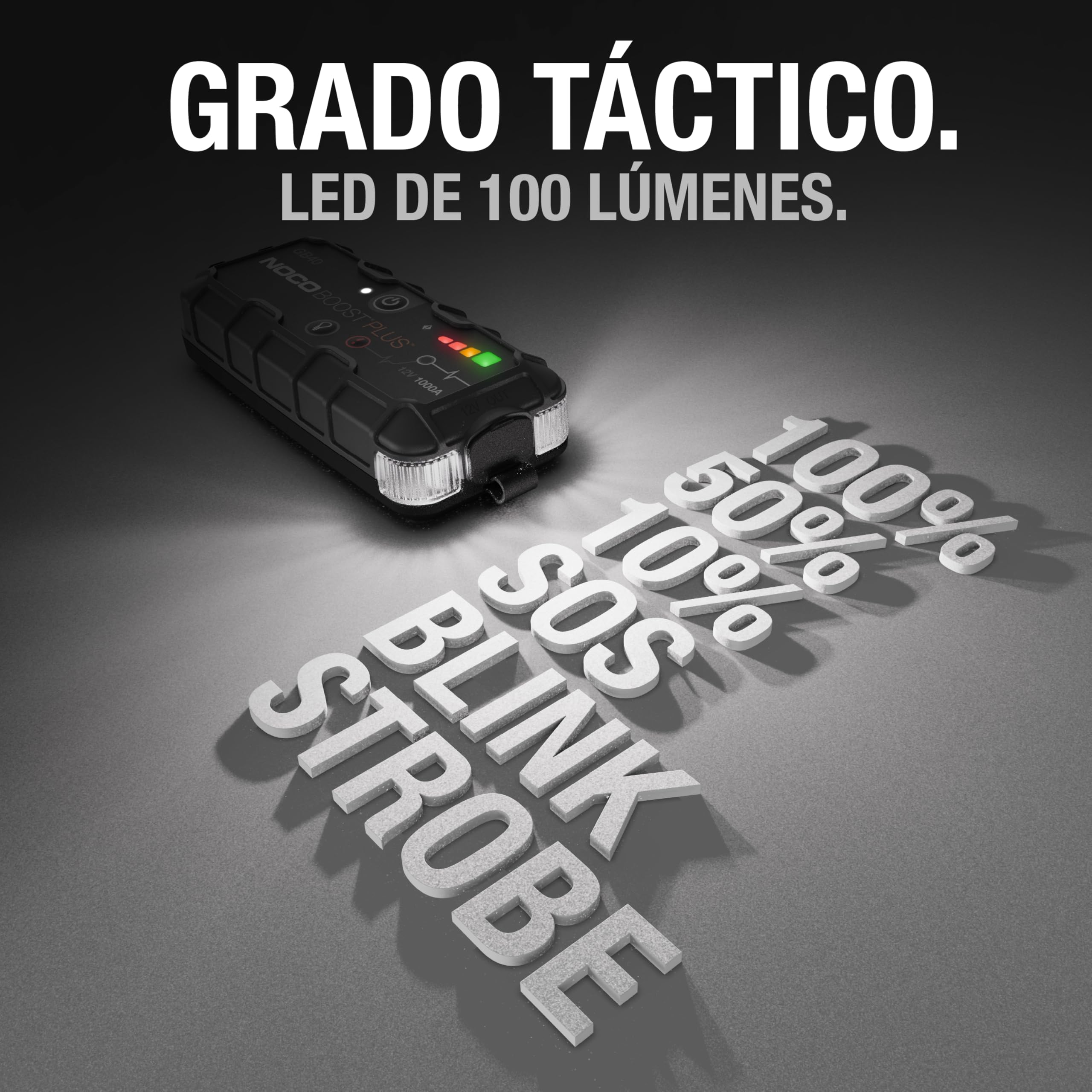 NOCO Boost GB40: Arrancador de Batería de Litio de 1000A UltraSafe – Antichispas y Protección contra Polaridad Inversa – Power Bank USB y Linterna LED – para Motores de Gasolina 6,0L y Diésel 3,0L