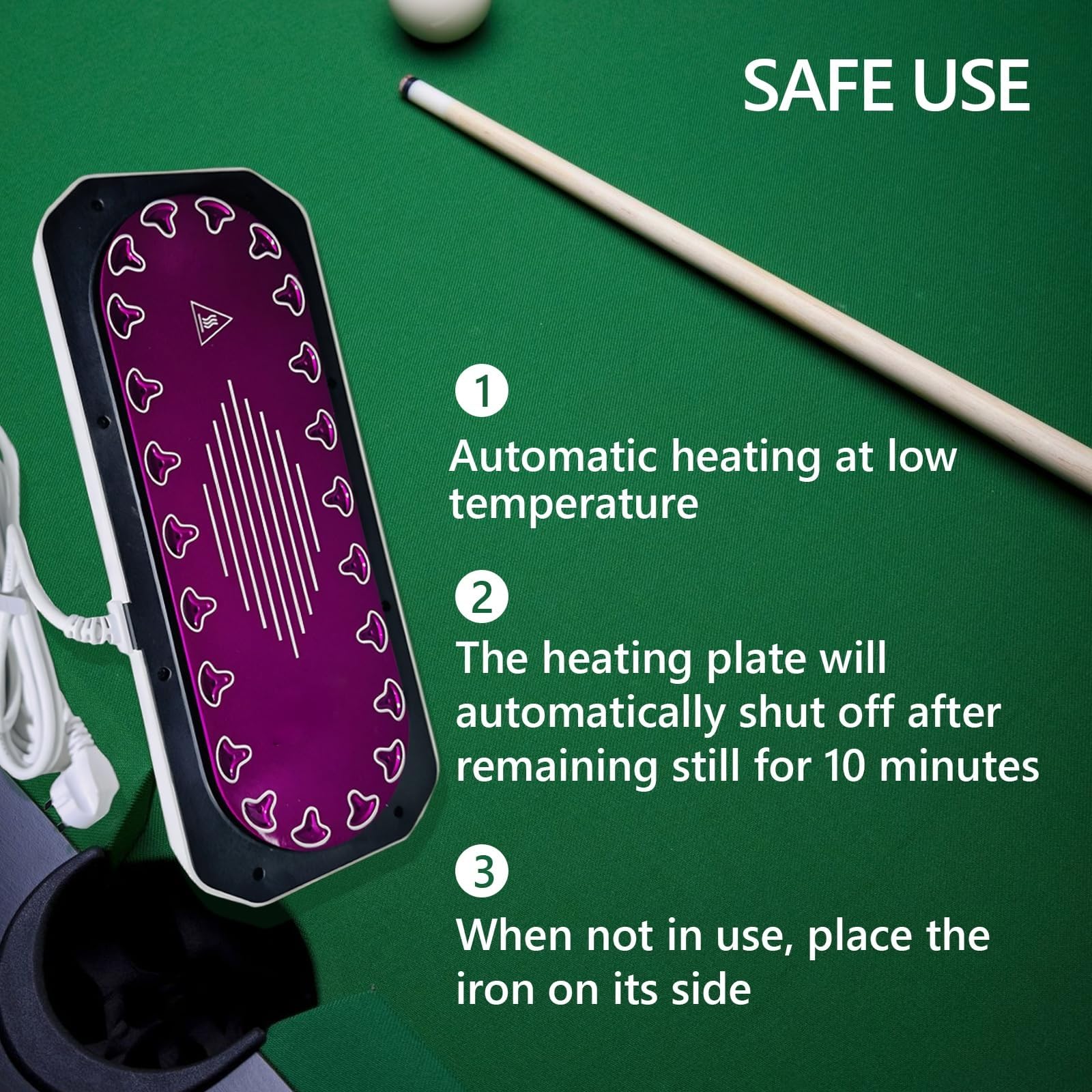 Générique Fer À Repasser Thermostatique Intelligent pour Tapis De Billard - Fer Portable pour Tables De Snooker Et De Pool avec Écran Tactile LED - Chauffage Rapide en 50 Secondes (0-150℃)