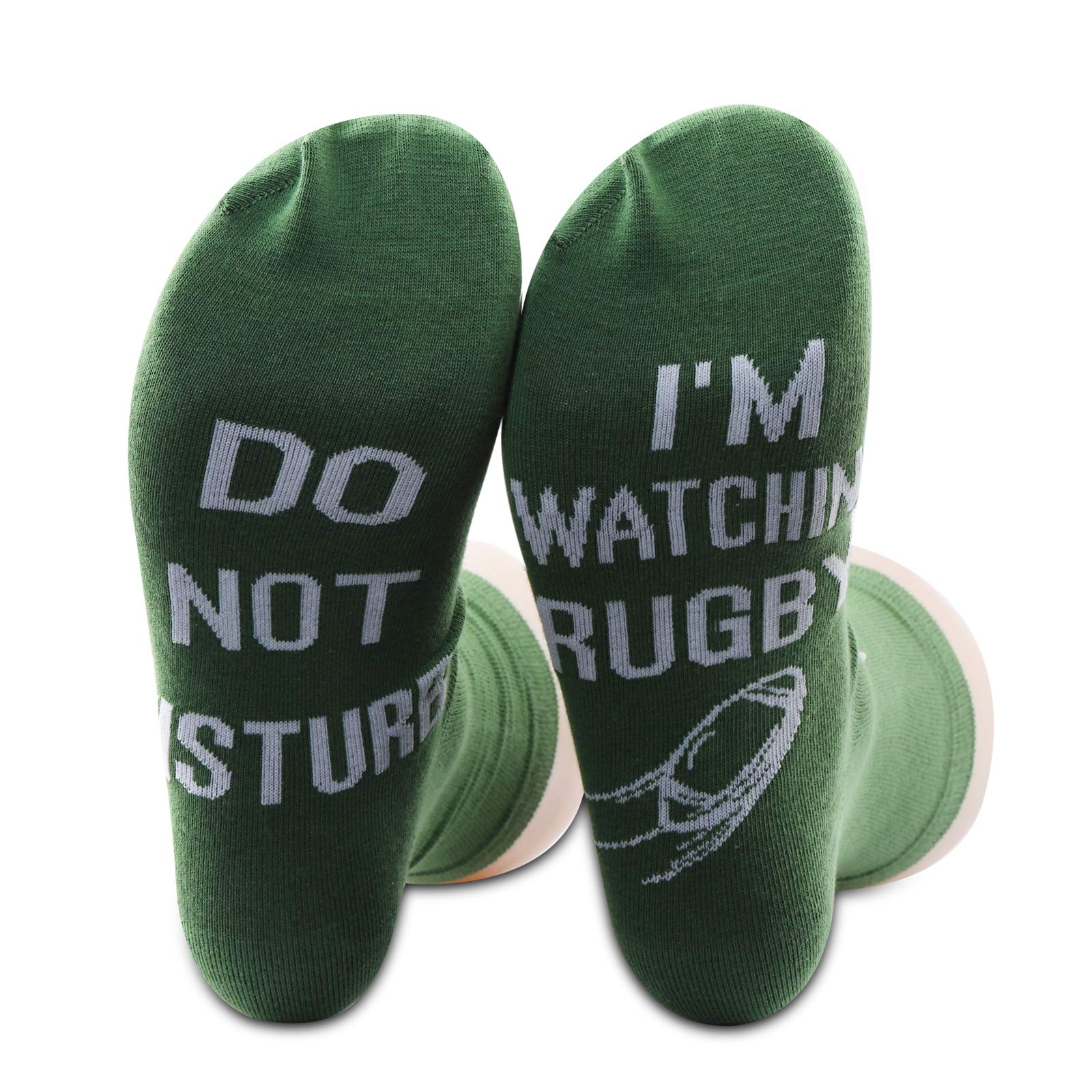 PXTIDY 2 Pairs Rugby Lover Gift Novelty Crew Socks Do Not Disturb I’m Watching Rugby Sock Rugby Ball Novelty Socks