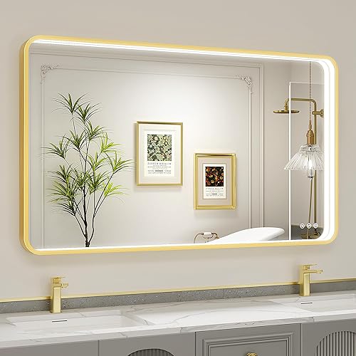 Miniatura 8 de Espejo de baño LED de 24 x 36 pulgadas con luces, espejo de tocador de baño iluminado para pared con marco de metal de aleación de aluminio negro,