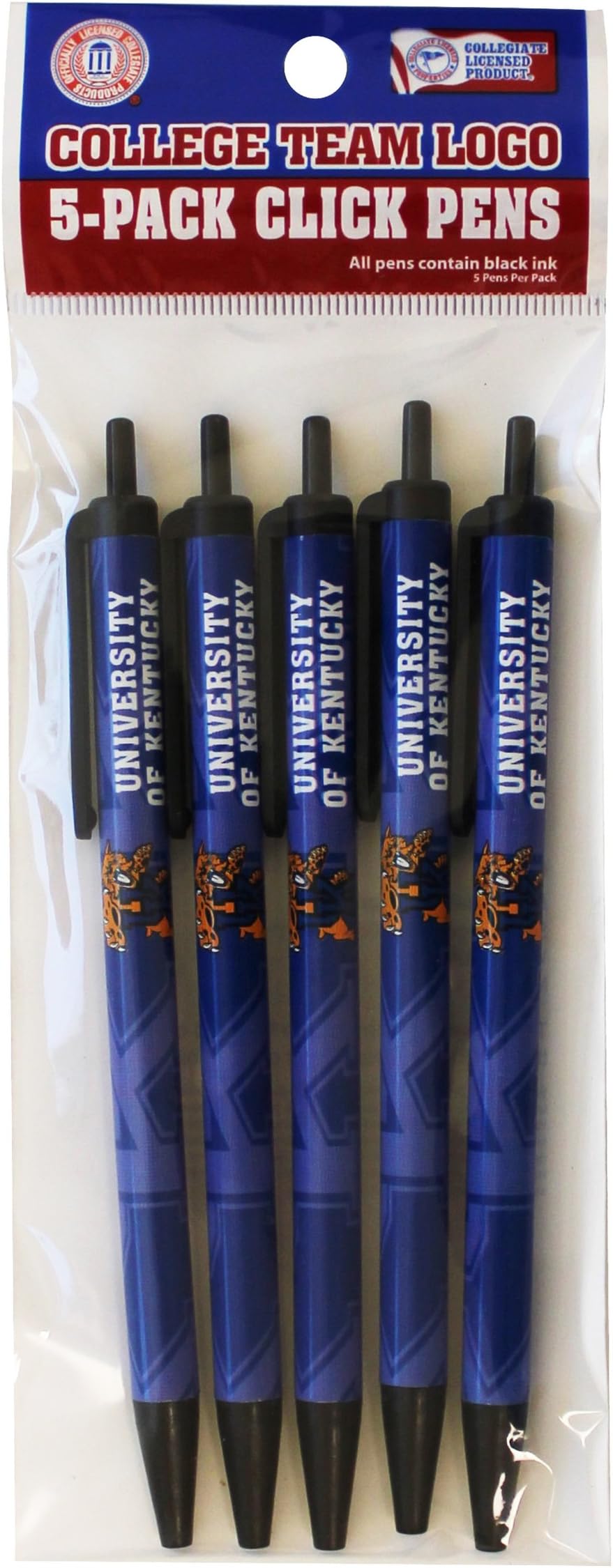 NCAA Team Color Retractable Click Pens- 5 Pack