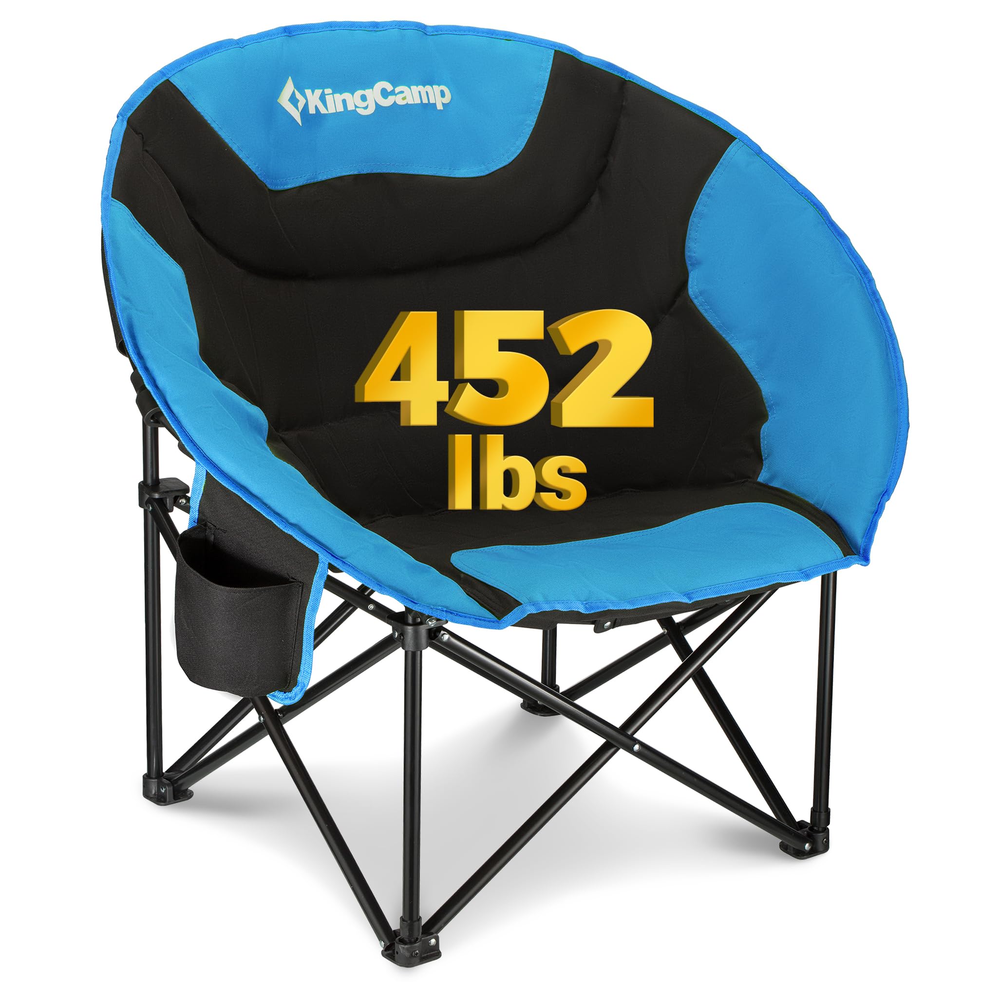 EVER ADVANCED Campingstoel, opvouwbaar, 124 cm breed, campingbank voor 2 personen, vouwbank, 320 kg belastbaar, campingbank, dik gevoerde klapstoel, XXL, 2-zits, hoge rugleuning voor buiten, tuin