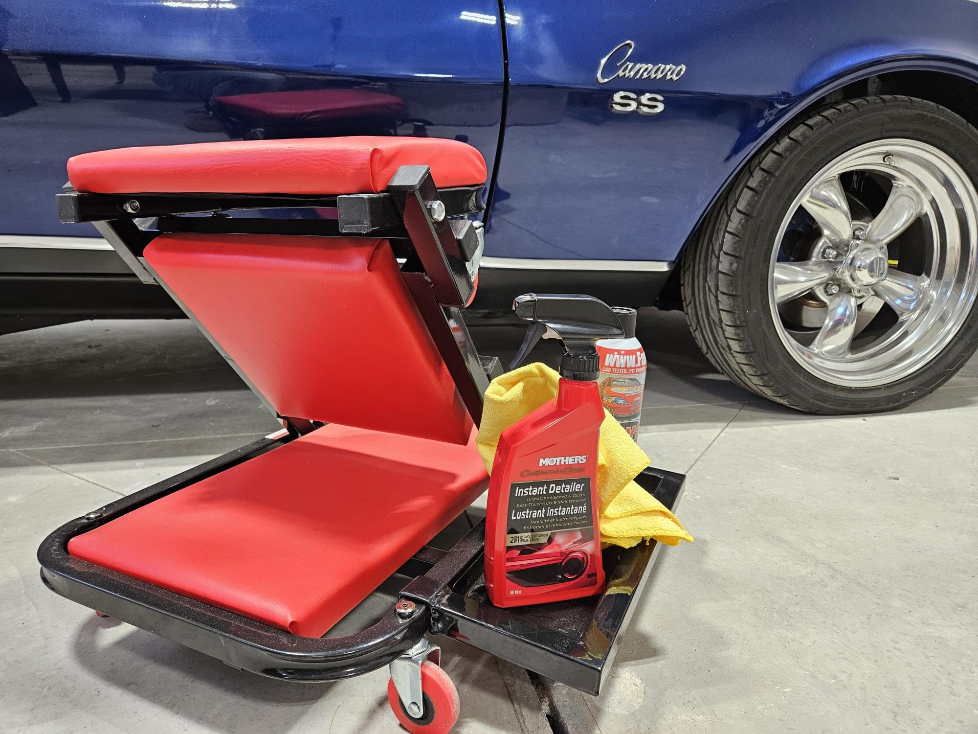 40" mechanics creeper z fold with side tool tray, 3 in 1 low profile,7pc-2.5" (360°) swivel castors, heavy duty 450lb capacity, home and garage