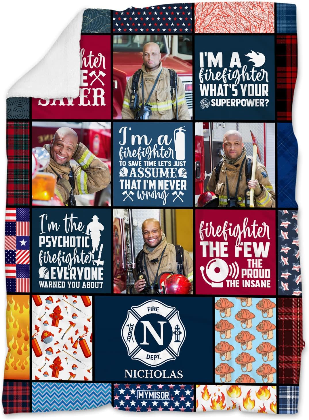 MYMISOR Firefighter Blankets for Men Soft Fleece Throw