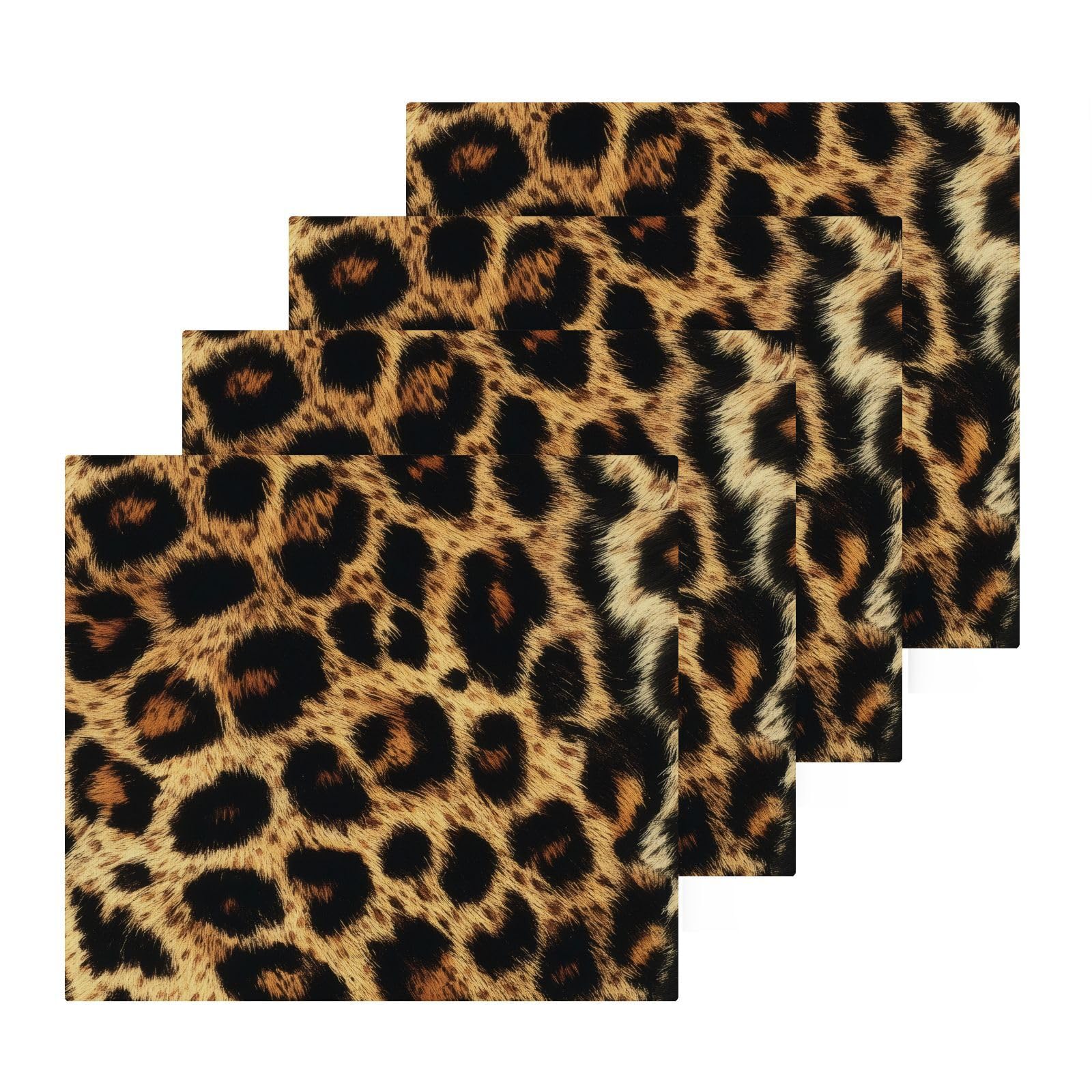 Haskirky Washcloths 6 Pack Leopard Texture Cotton Wash Cloths - 12 x 12 Inches Highly Absorbent Soft Face Towel Bath Quick Drying Hand Towels for Bathroom,Gym,Hotel and Spa