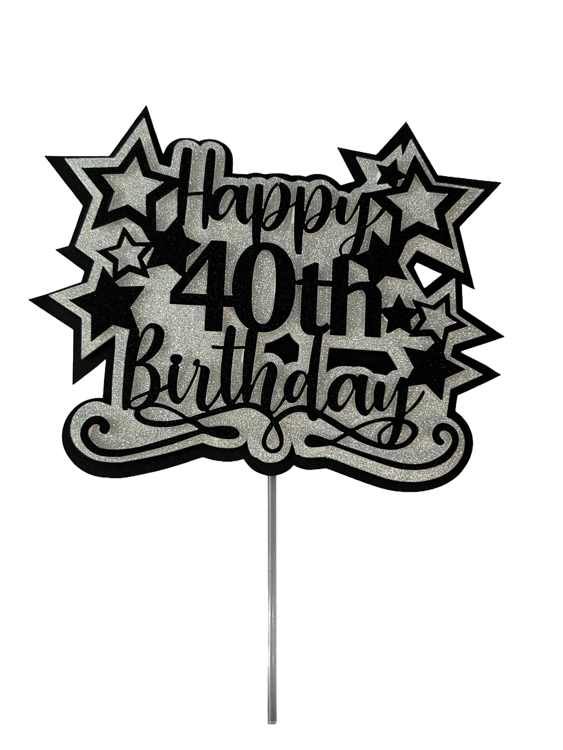 40th Birthday Cake Topper (Black)
