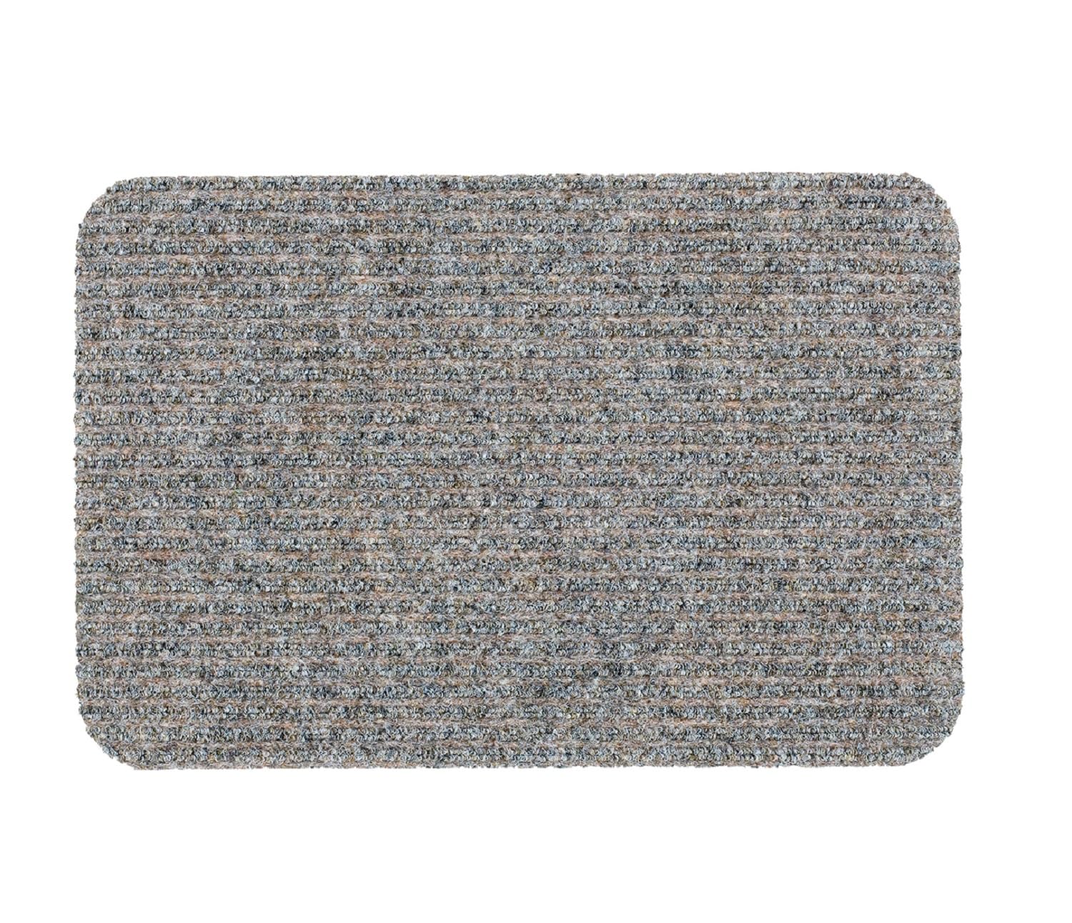 Dandy Fairisle Triple Ribbed Doormat Polypropylene Slip Resistant Scraper Entrance Mat 60cm x 40cm (Grey)