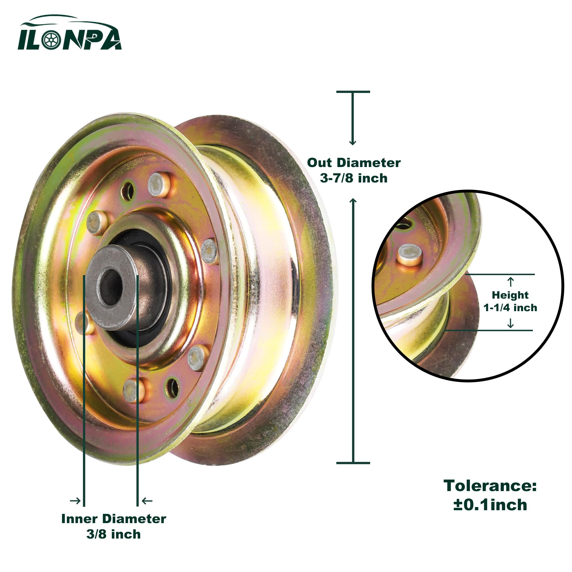 ILONPA Poulie de renvoi plate 173437 532173437 131494 532131494 173438 532173438 165888 532165888 pour Husqvarna LT16542 LT18452 LTH18452 342 l. TH1542