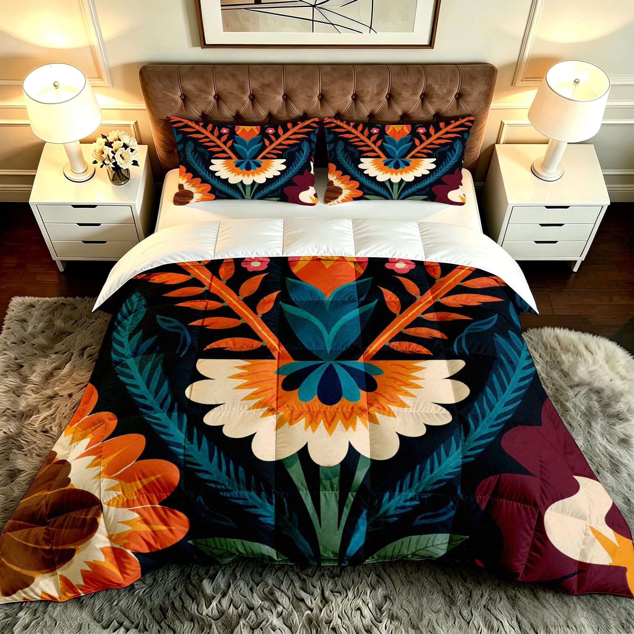 Edredón nórdico cama 105 de 200x200 de 4 estaciones estampado con flores F119
