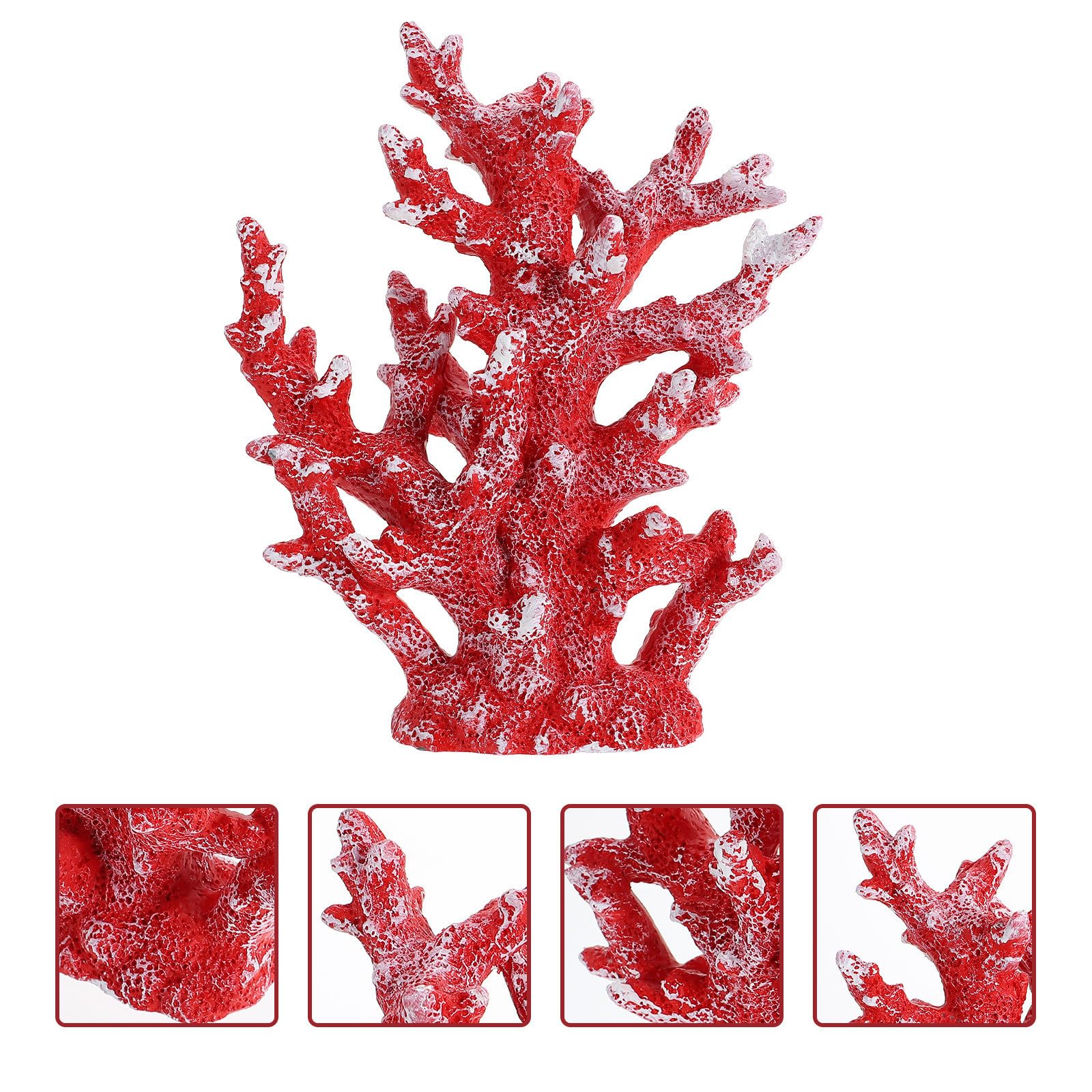 CLISPEED Adorno de Coral Artificial de Resina Rojo para Decoración de Peceras, Artesanía Detallada Que Añade Ambiente Natural Adecuado para Paisajismo de Acuarios y Decoración de