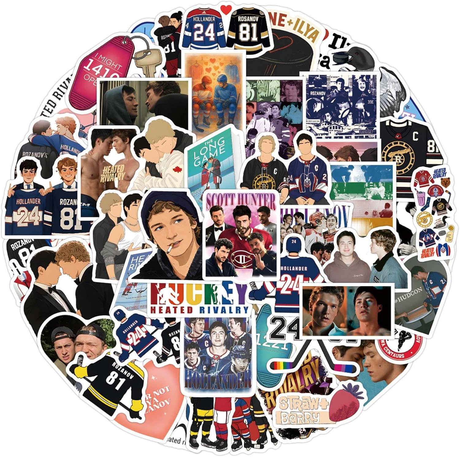 60pcs Heated Rivalry Cartoon Stickers for Teens Laptops,Cool Trendy BL Stickers Vinly Waterproof Decals for Adutls Computers Phone Water Bottles Luggage Journal