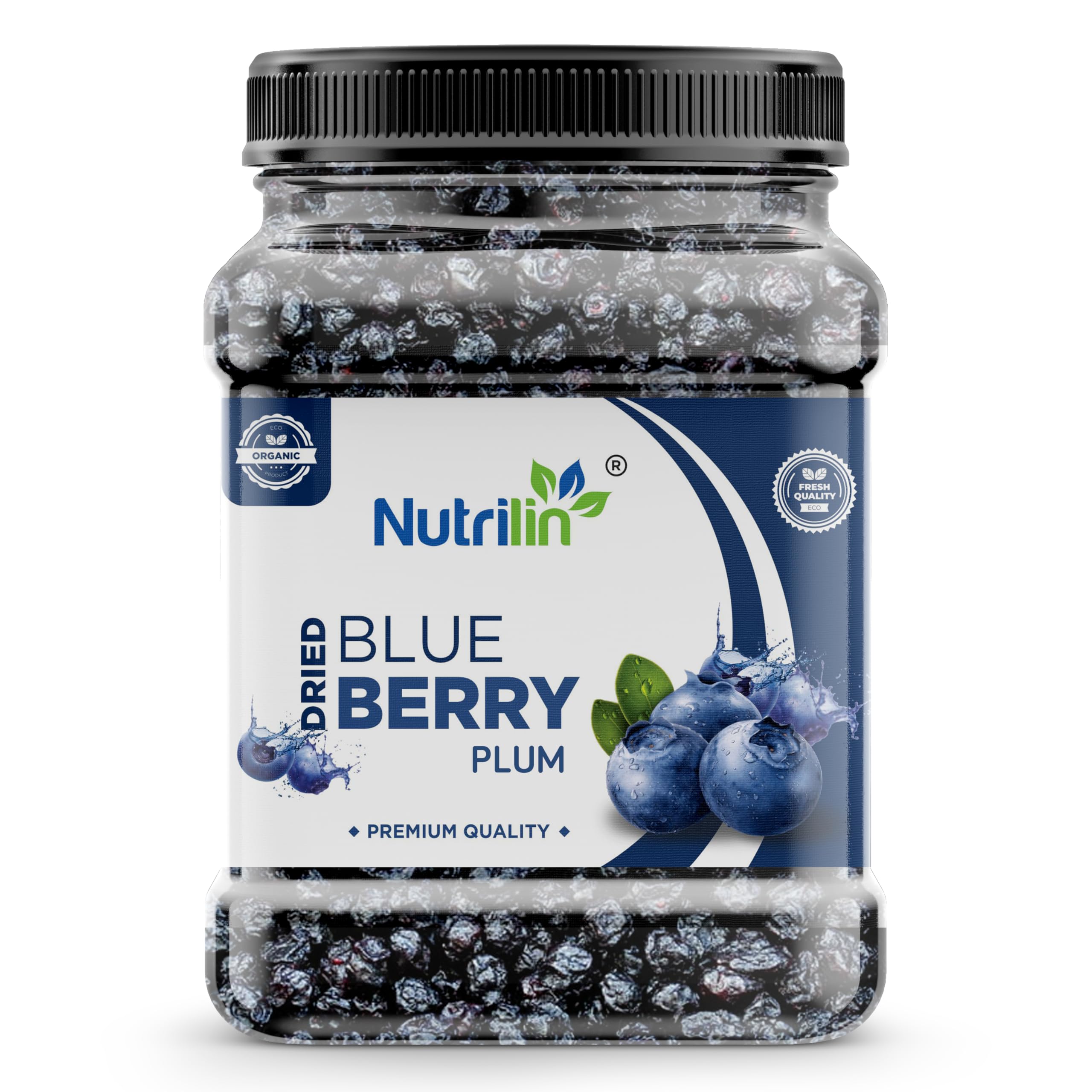 Nutrilin Dried Blueberry Plum 400g - Natural Healthy Snack, Sweet & Tangy Dried Fruit, Antioxidant Rich, Gluten Free, Airtight Jar