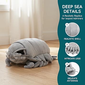 Simulation Giant Isopod Plush Toy 12, Soft Cute Soft Giant Isopod Stuffed Animal Plush Toys for Kids Boys and Girls Stuffed Toy