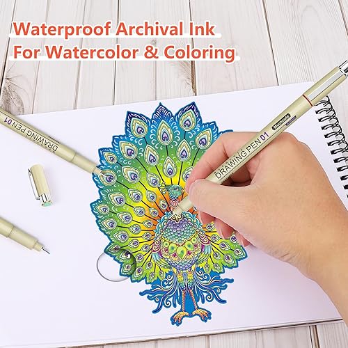 Miniatura 5 de Micro Fineliner Dibujo Art Pens 9 Colores Punta Fina 0.020 in Biblia Sin Sangrado Suave Diario Zentangle Suministros de estudio Coloreado
