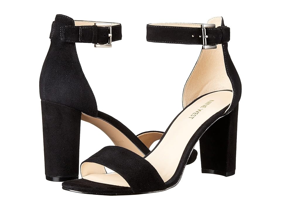

Nine West Nora Block Heel Sandal (Black Suede) Women's Shoes