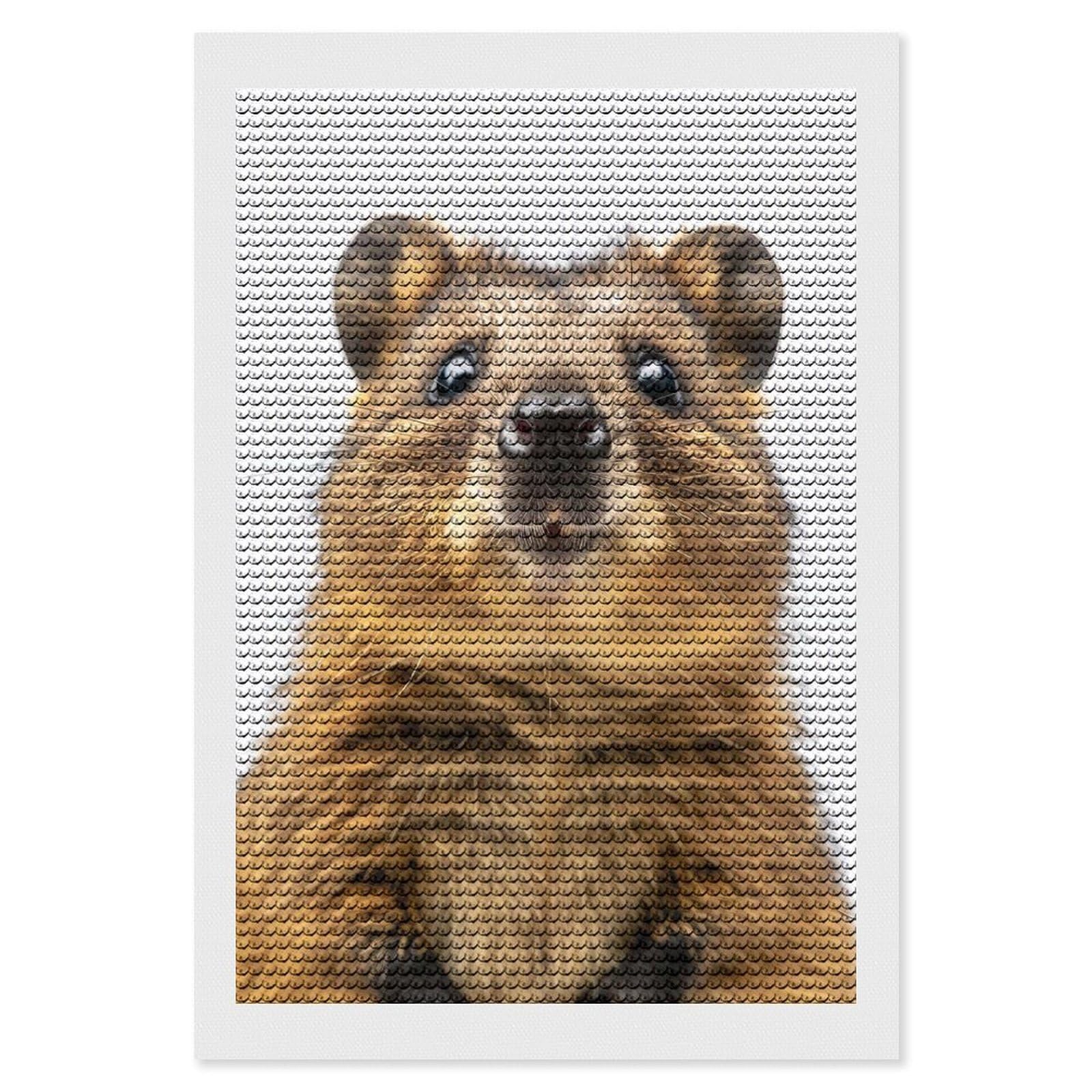 Junmoney Quokka Face Diamond Painting Set 8"x12", Full Kit Included, Sparkling Round Gems, Farmhouse Decor, Festive Craft Gift