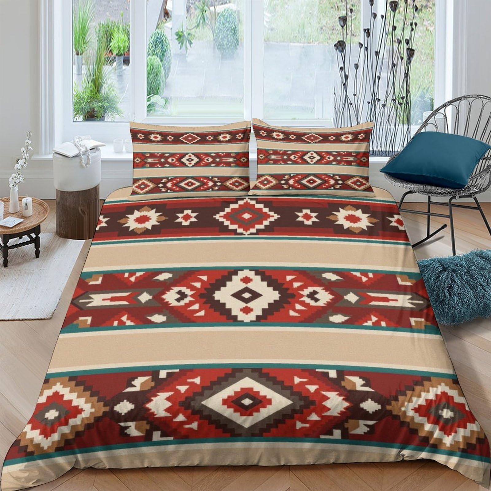 Ctjqhvkz Style-1 3D Printed Tribal Aztec Fitted Sheet Microfiber Soft Breathable Geometric Pattern Mattress Cover For Bedroom Dorm Decor Single（135X200cm）