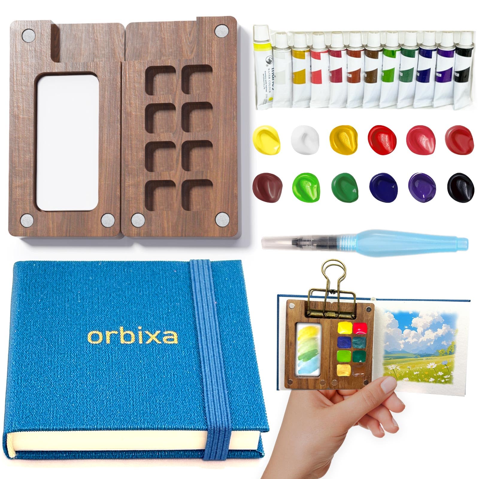 Amazon.com: Orbixa Mini Watercolor Palette Paint Set–Travel Size