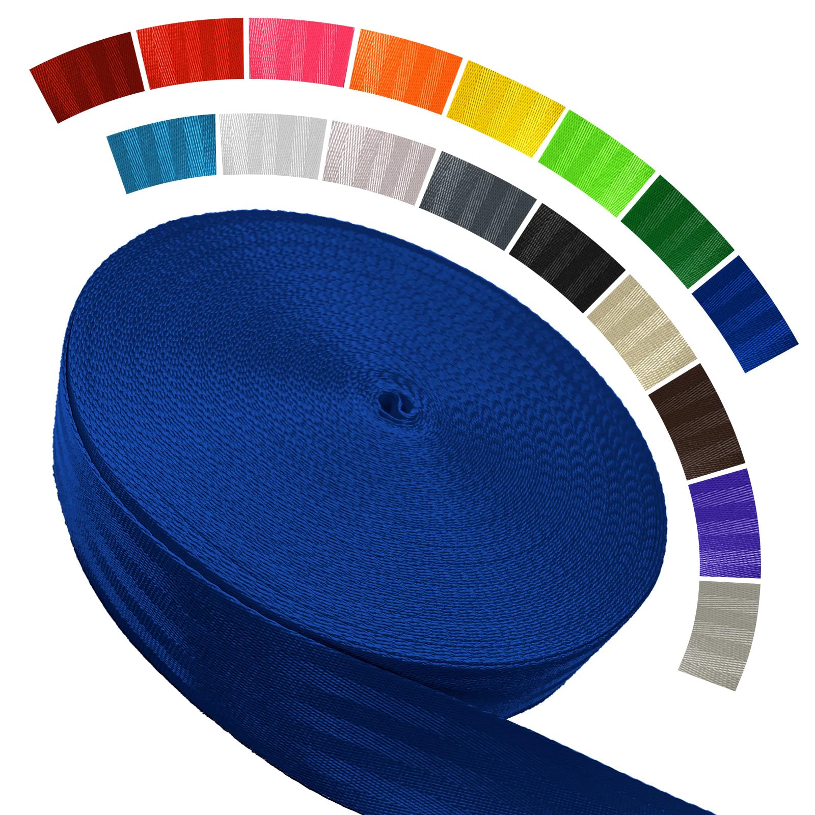 WEBSUKA Polyester Webbing Strap 16+Colors – 1"&1.5"&1.9" – 16.5 25 33 55 Yards Heavy Duty Webbing Roll, Flat Webbing Strap for Indoor&Outdoor Gear,