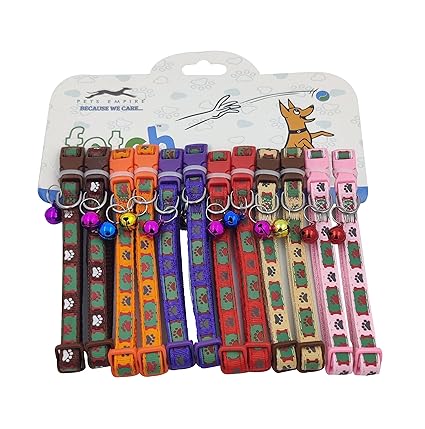 Pets Empire Cat Collars with Bell Cute Pets Empire 2 Pcs Collar Cat Collars Adjustable Bells Adjustable Strap & Safety Buckle for Small Animal ( Color May Vary )