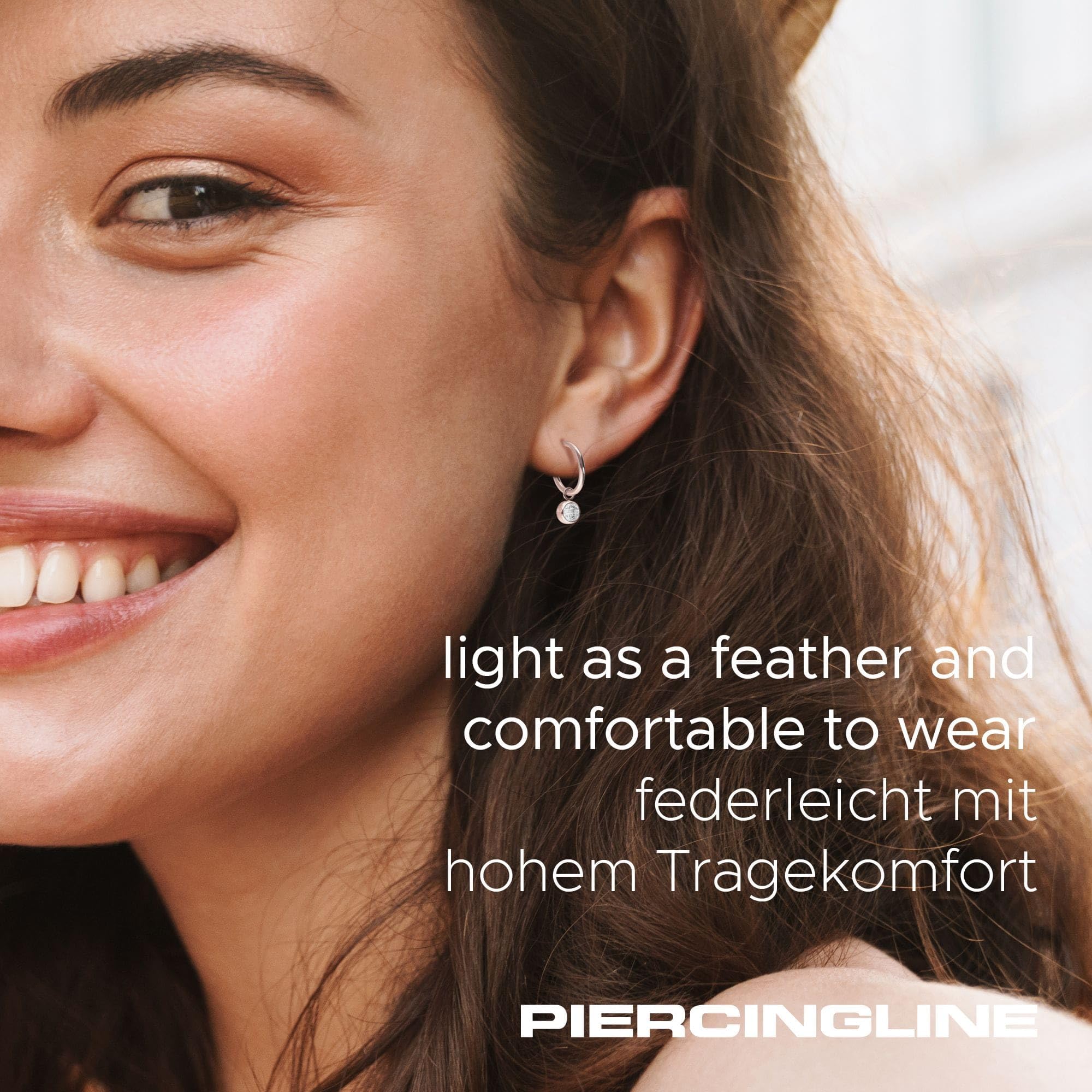 FILANGO 1 Paar Ohrringe Titan Ohrclicker Creolen RUNDER KRISTALL - Roségoldfarben, Schwarz, Goldfarben, Silberfarben