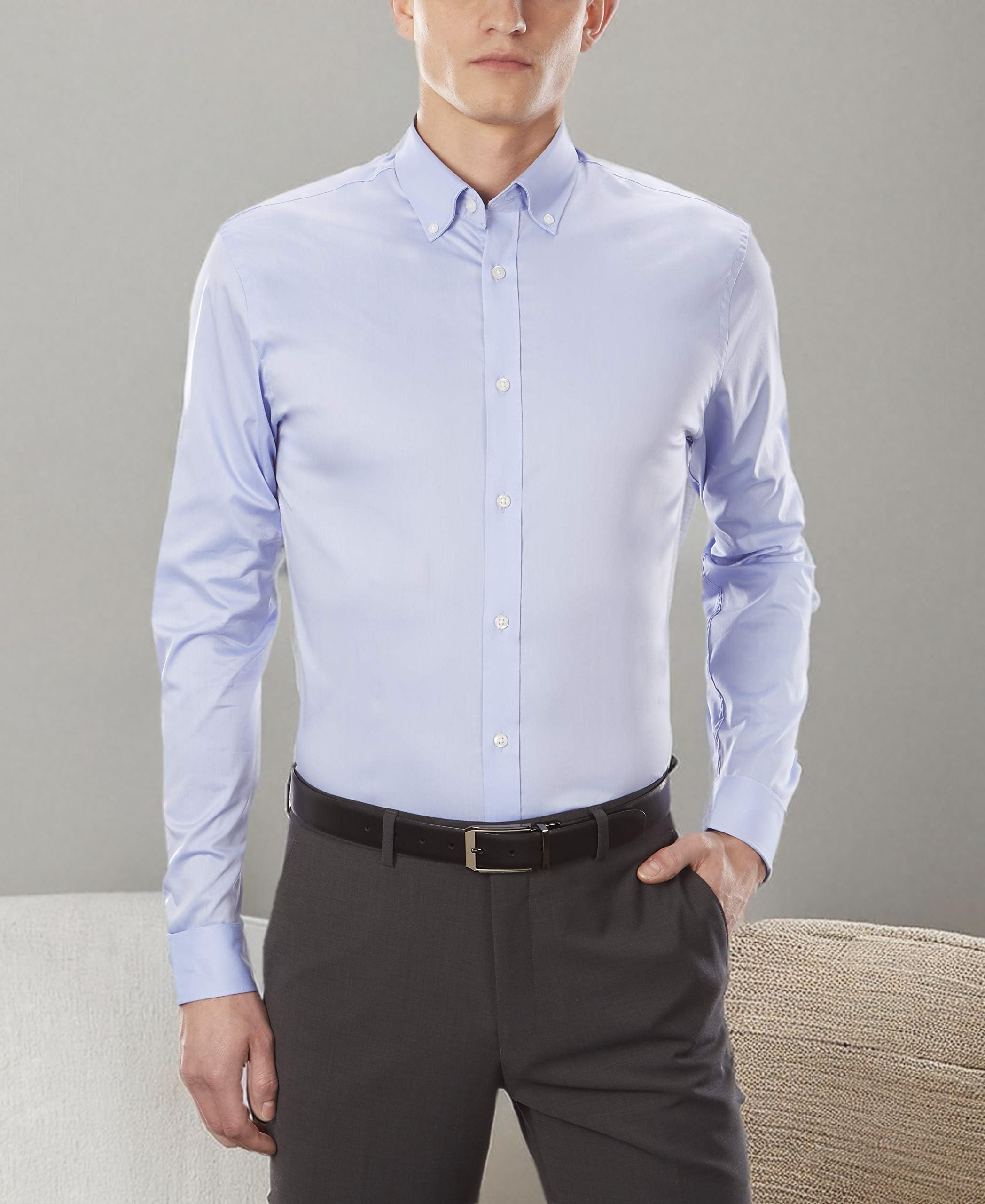 Izod Dress Shirt Slim Fit Stretch Cool Fx Cooling Collar Solid Camisa de Vestir para Hombre