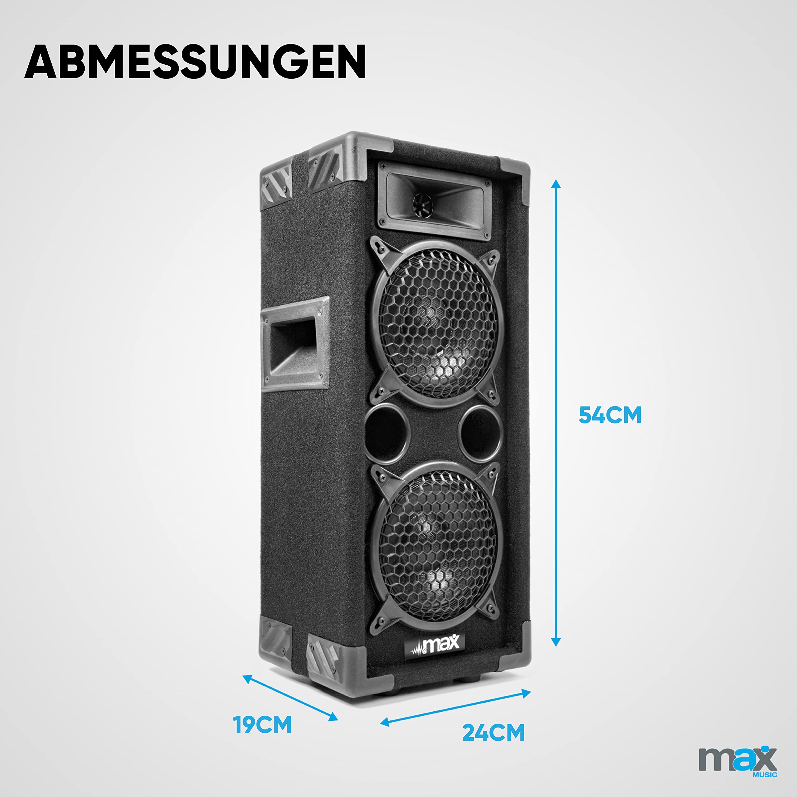 MAX26 PA Anlage Komplett Set, 1200 Watt DJ Boxen Set Lautsprecher mit Verstärker, Mischpult und Mikrofone, Lautsprecherset, Karaoke Set, Mischpult mit Boxen, PA Komplett Set - Schwarz
