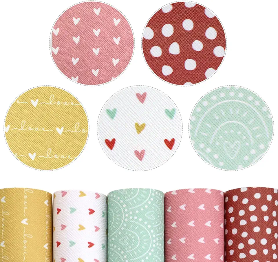Folhas de couro sintético, 5 peças, tecido de couro, folha de tecido sintético de 19 x 33 cm para artesanato DIY, folha sintética