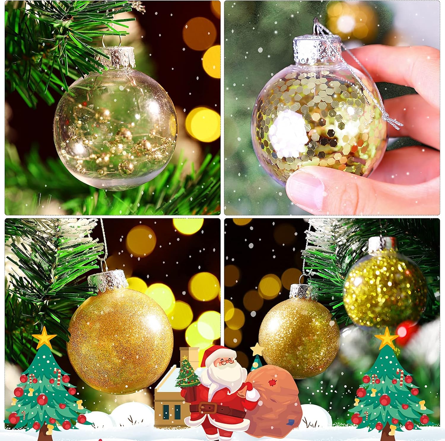 NUOBESTY Christmas Ball Ornaments, Glitter Chritsmas Pendant Ball 6cm Decorative Xmas Tree Balls Clear Xmas Hanging Ornament for Chritsmas Party Decor 36pcs - Image 4
