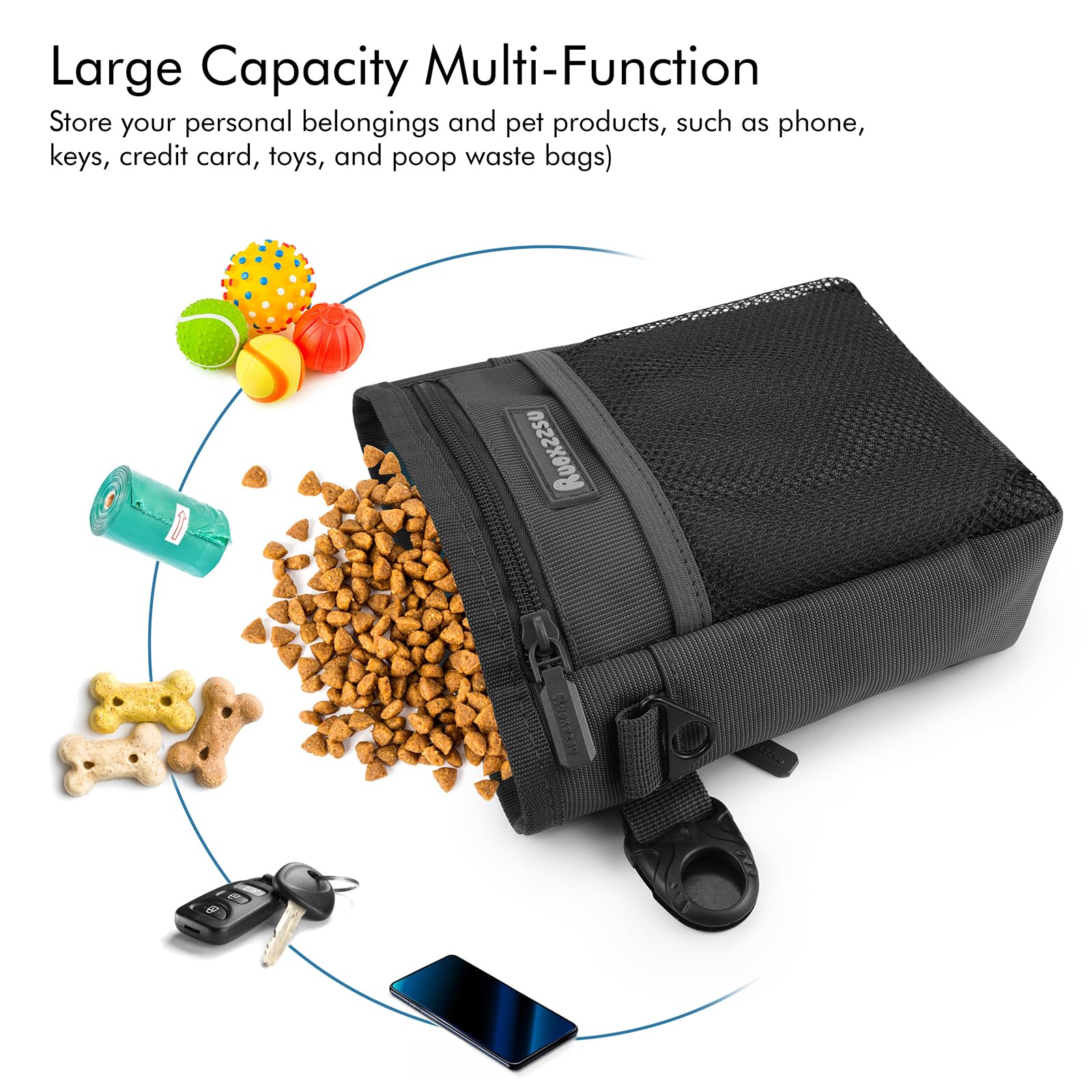 Borsa Addestramento Cani, Sacchetto di Allenamento per Cani Borsa per Il Cibo per Cani Animali Multifunzionale Snack Borsa