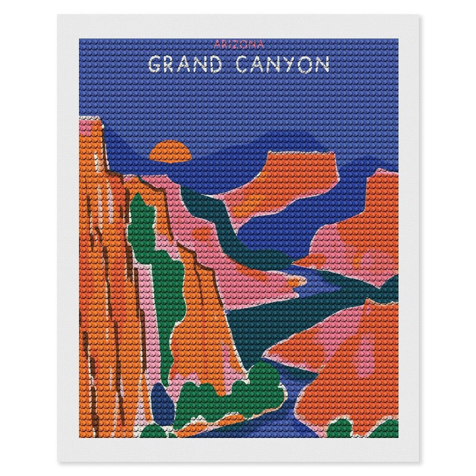 Junmoney Arizona Grand Canyon Diamond Art Kit 16"x20", Gift Idea, for Family Craft Time, Mindful Craft Activity, Boho Decor, Relaxing DIY Hobby